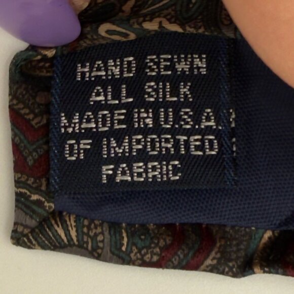 Lands’ End Direct Merchants Men’s Necktie Maroon/Green/Blue 90’s Office - Picture 4 of 8